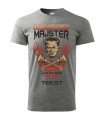 szary t-shirt z nadrukiem i napisem 'piekielnie dobry majster'