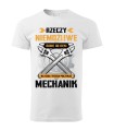 biały tshirt z nadrukiem pasująca jako prezent na urodziny dla mechanika