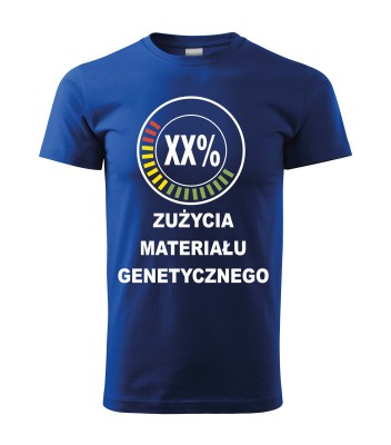 niebieski tshirt z zabawnym nadrukiem zużycie materiału genetycznego