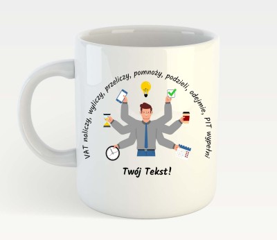 Biały kubek ceramiczny ciekawy prezent dla księgowego