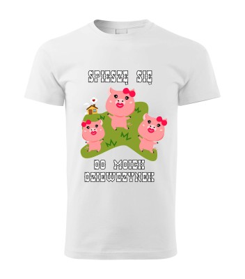 Biała ciekawa koszulka z nadrukiem dla rolnika