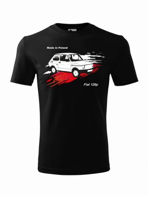 Czarna koszulka patriotyczna z nadrukiem Fiat 126p