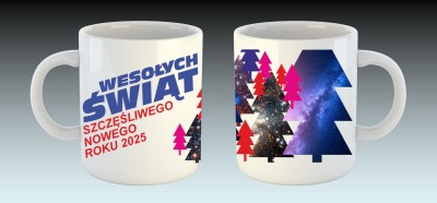 Kubek „Wesołych Świąt <choinki>” z dwustronnym nadrukiem sublimacyjnym