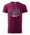 T-shirt w kolorze fuksji, ciemny róż, malinowy z nadrukiem hello halloween nawiedzony dom
