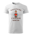 Biały tshirt prezent na dzień nauczyciela - nauczyciel z wielkim sercem mężczyzna