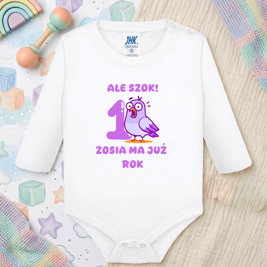 Perosnalizowane body na roczek Ale szok dziewczynka